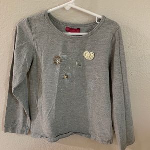 Mimi & Maggie Gray Shirt with Beaded appliqué